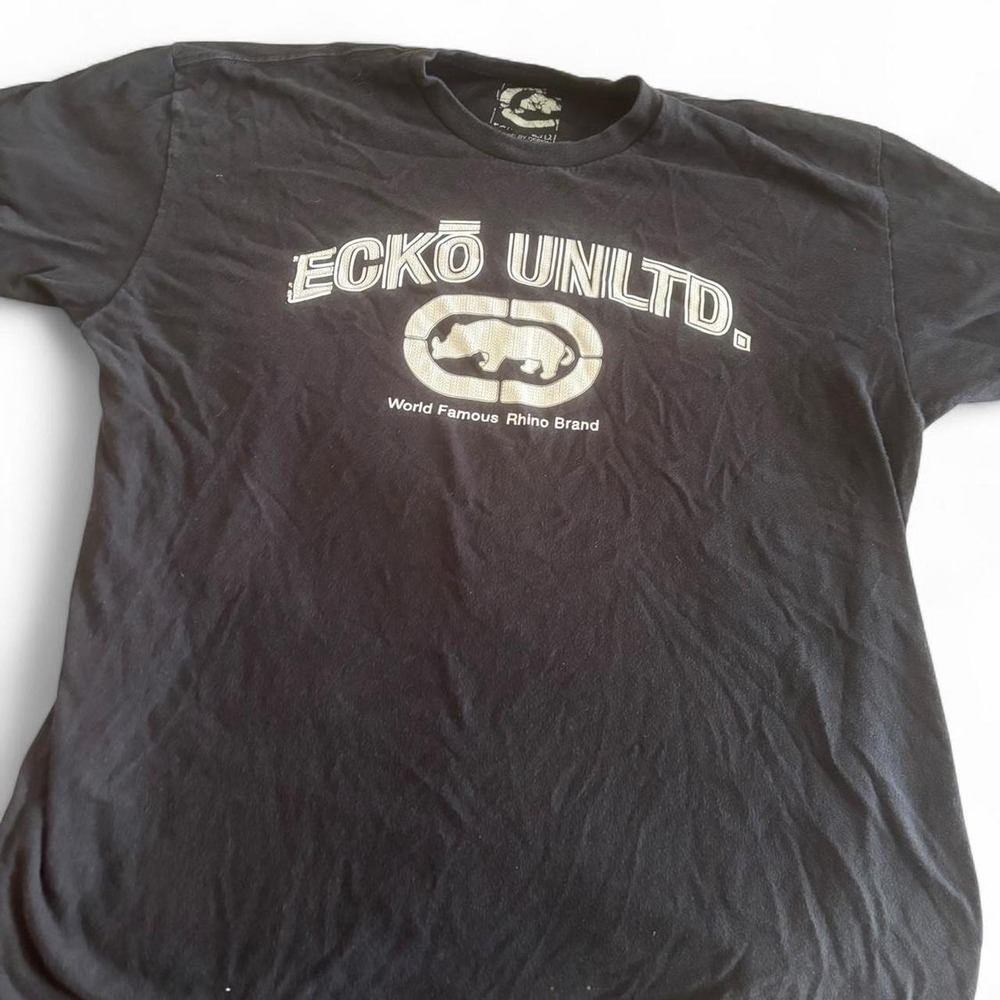 Ecko Unltd Rhino Logo Black Graphic T-Shirt Men's XL Y2K Streetwear